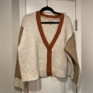 NWOT Chelka Collection Size M Colorblock Cardigan Wool Blend Sweater Cozy Button